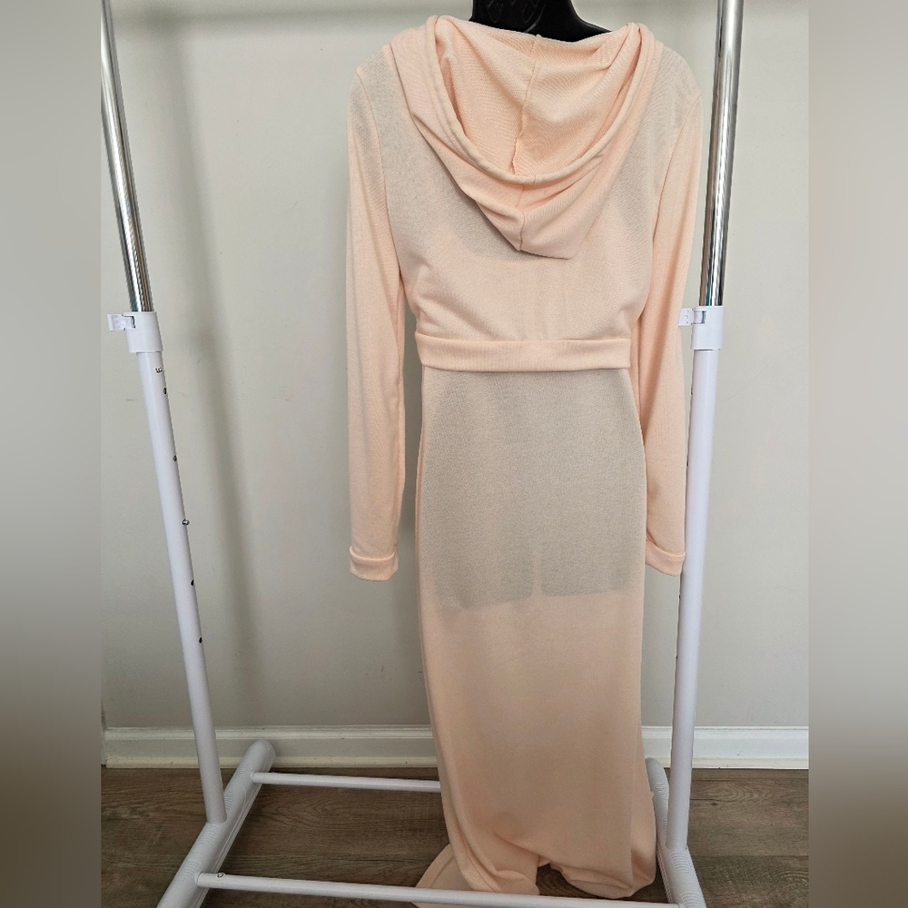 Long Cream Soft Dress With Zipped Hoodie Shein Size L - Picture 5 of 7